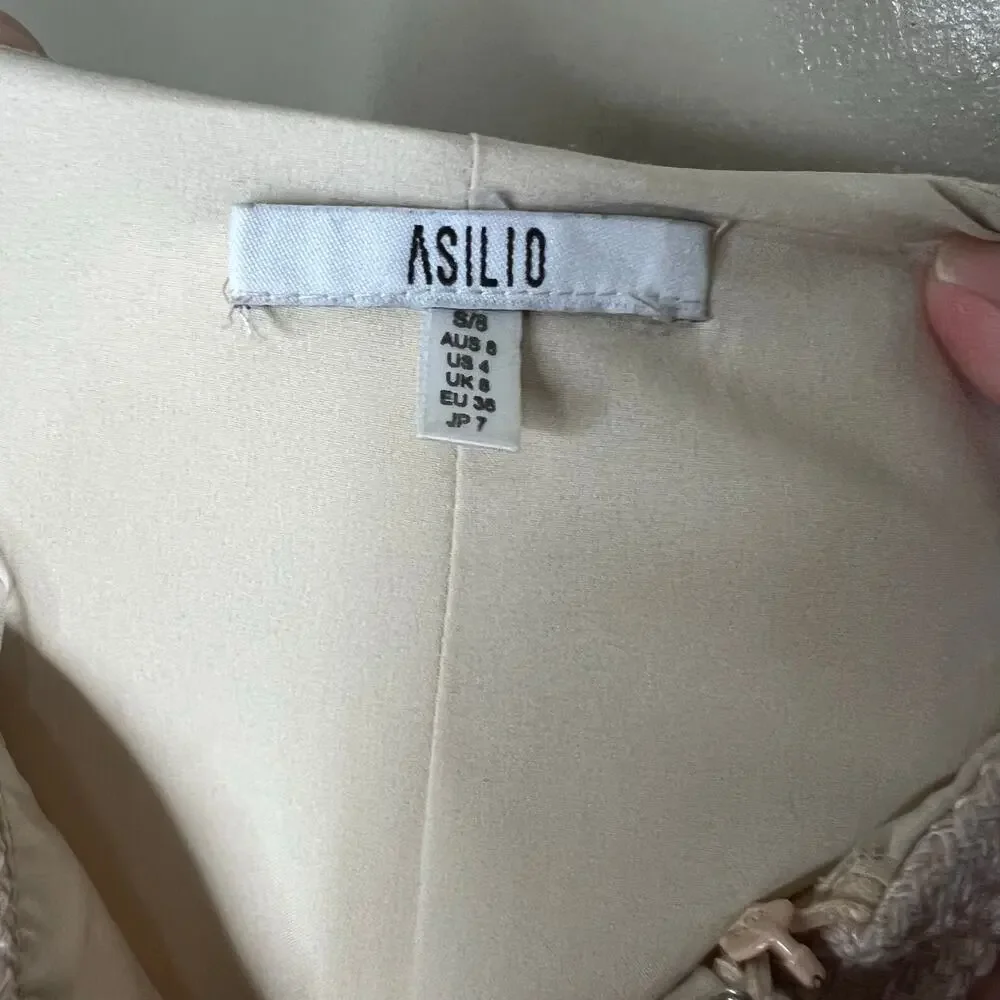 Asilio Gatsby Skirt 4 Maxi High Waist Fringe Slit Woven Beige Going Out Revolve - Picture 5 of 9